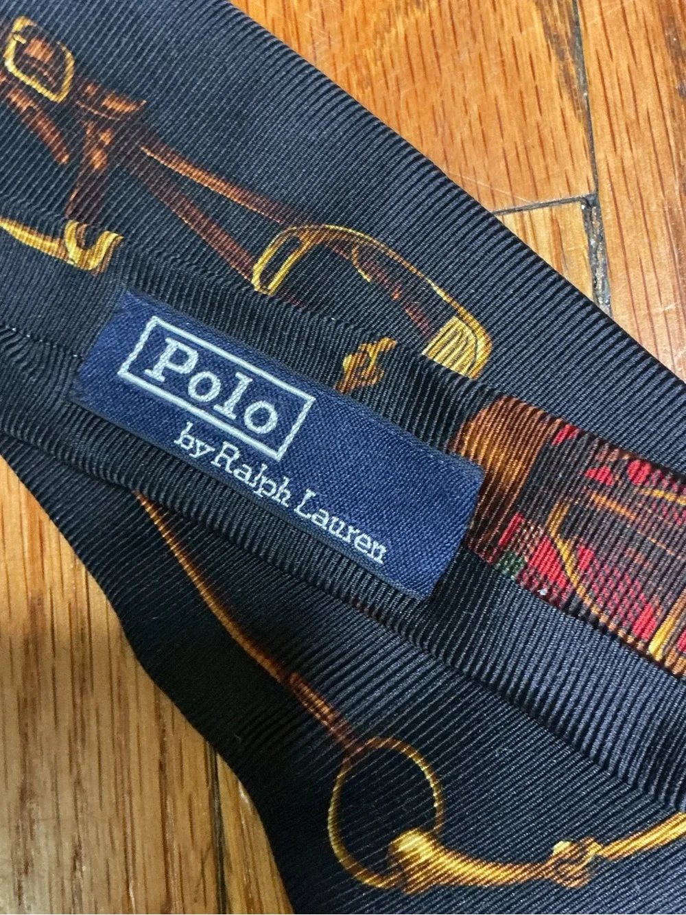 Vintage Polo by Ralph Lauren Equestrian Silk Tie Riding Saddle Horse Plaid